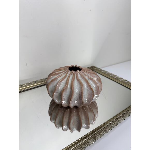 Fluted terracotta Blush Nude Color vase art sculpture shelf decor Southwest - Picture 8 of 10